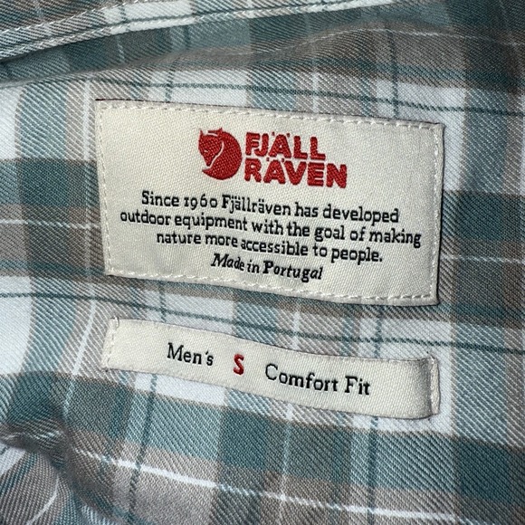 Fjallraven Shirt Mens Small Plaid Check Singi Short Sleeve Regular Comfort Fit - Picture 8 of 9